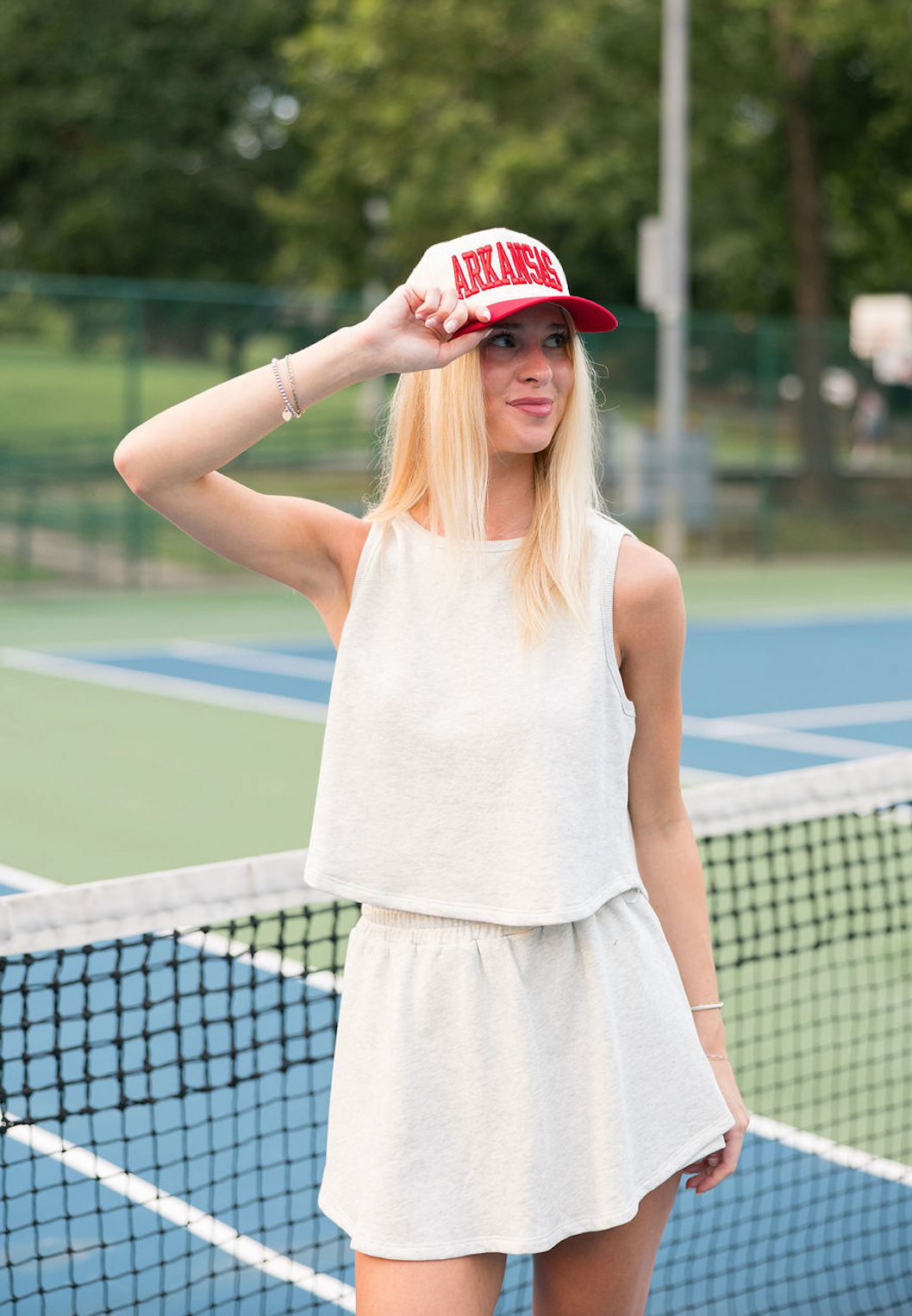 Arkansas Puff Text Hat Red/Red