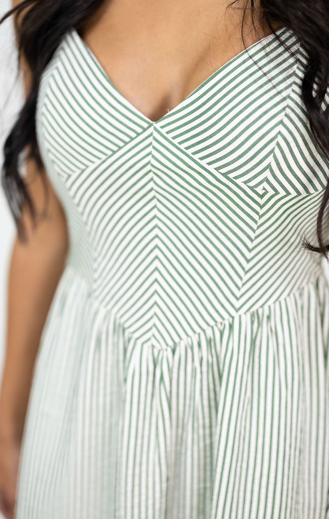 Stripe Spaghetti Strap Dress Green