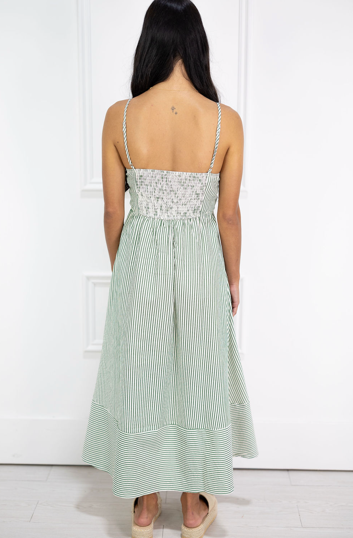 Stripe Spaghetti Strap Dress Green