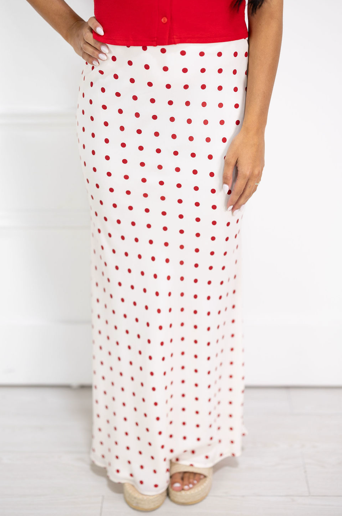 Kalila Polka Dot Midi Skirt