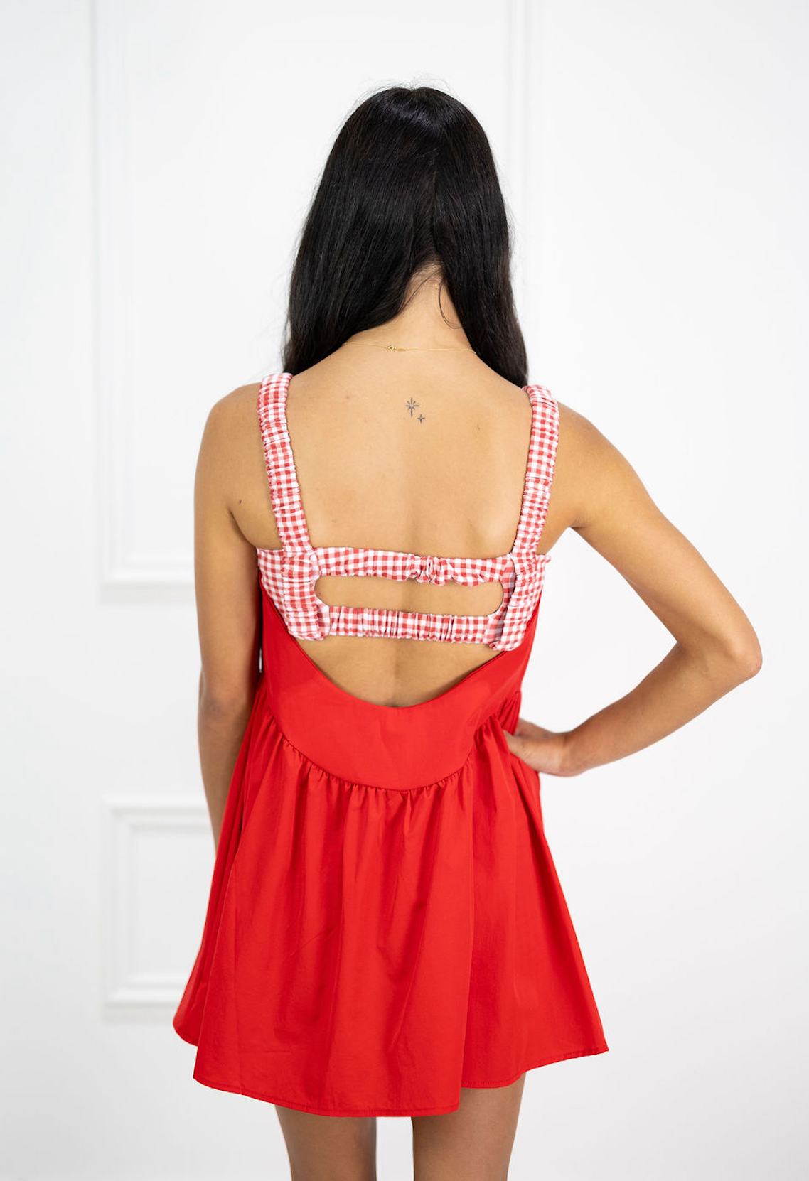 Gingham Layered Play Dress Red