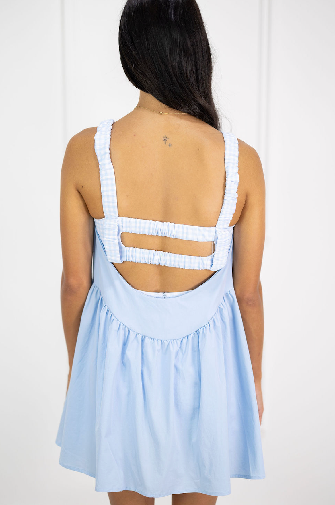 Gingham Layered Play Dress Blue