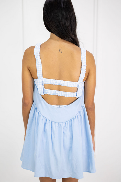 Gingham Layered Play Dress Blue