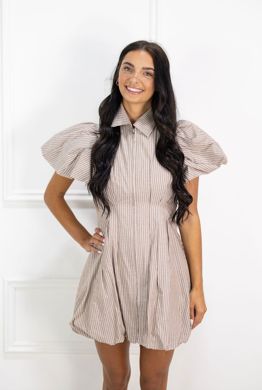 Riley Stripe Bubble Hem Dress