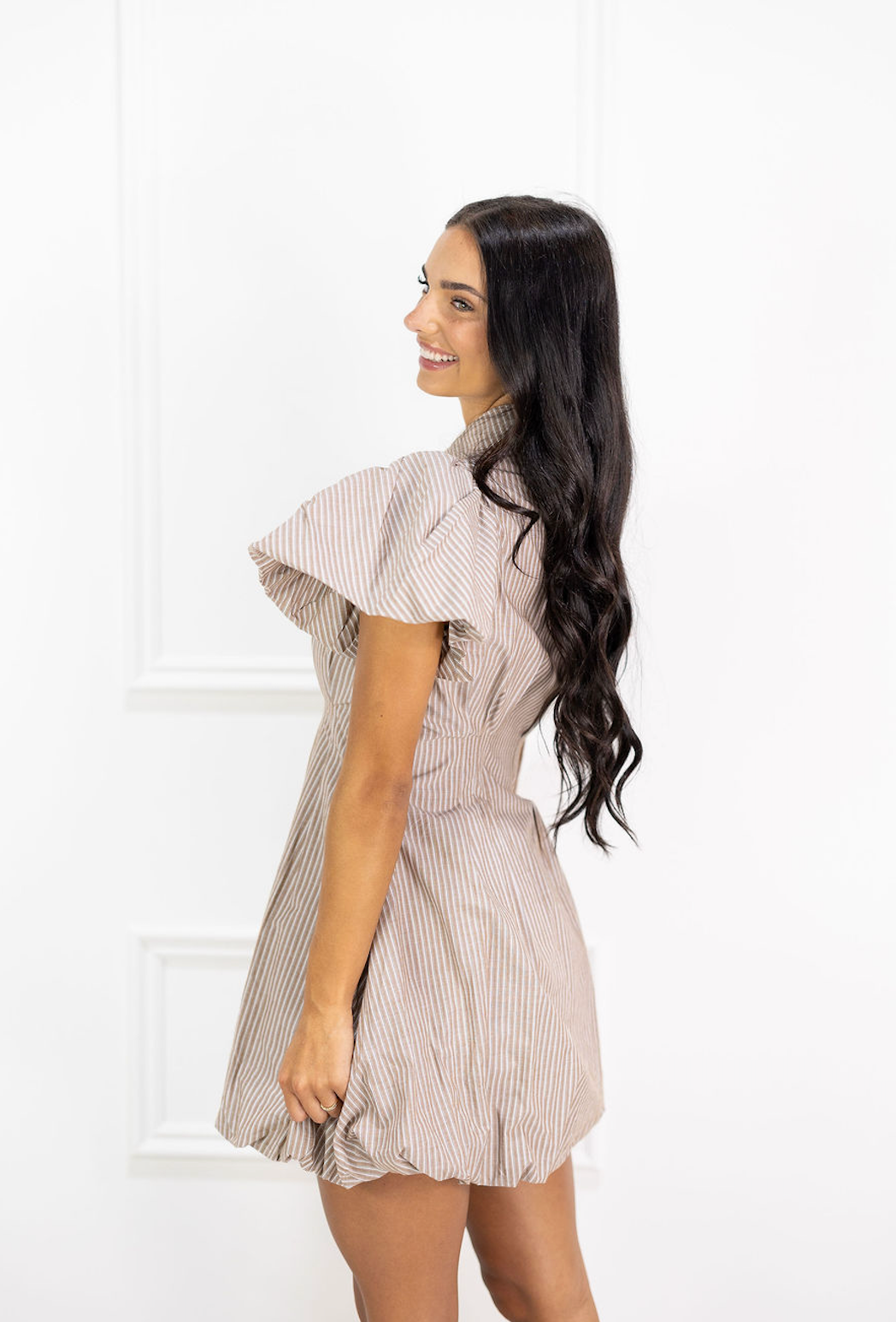 Riley Stripe Bubble Hem Dress