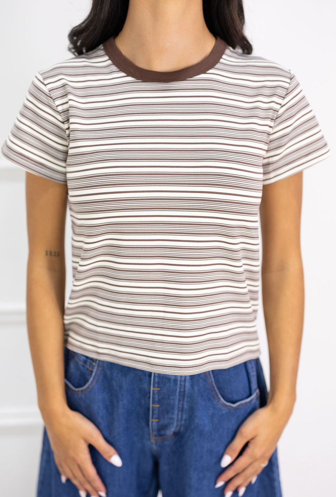 Mila Stripe T-shirt Brown