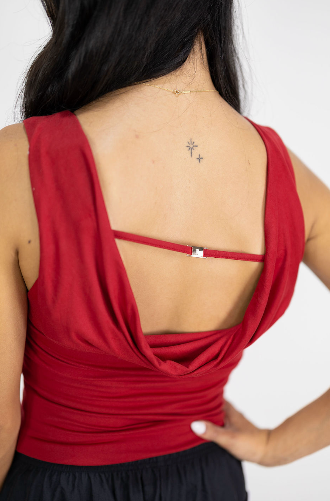 Back Detail Cowl Tank Red