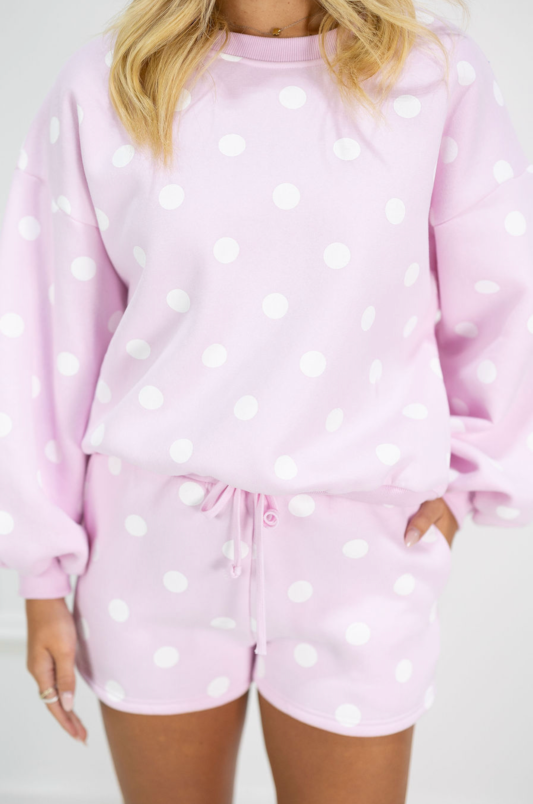 Polka Dot Fleece Lounge Set of 2 Pink