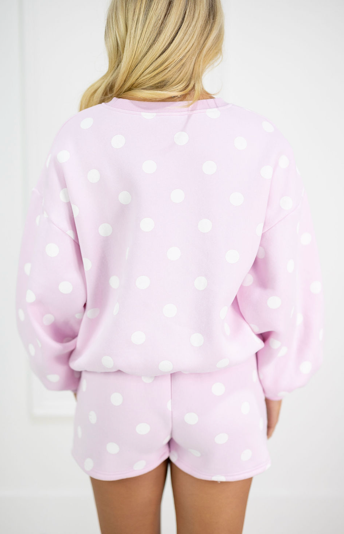 Polka Dot Fleece Lounge Set of 2 Pink