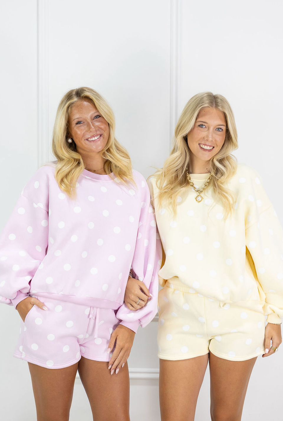 Polka Dot Fleece Lounge Set of 2 Yellow
