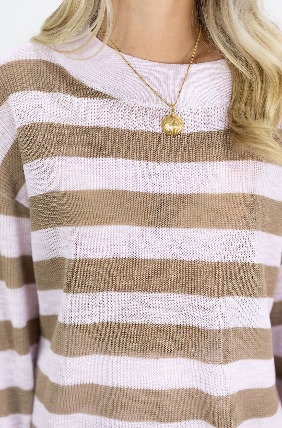 Striped Knit Sweater & Shorts Set of 2 Pink/Brown