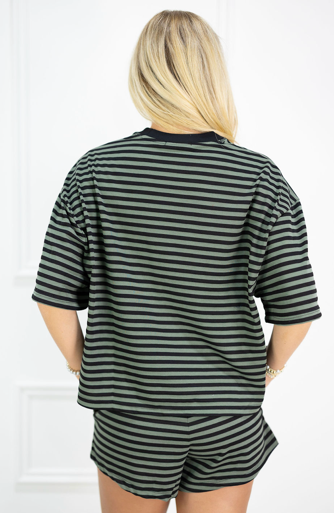 Stripe Tee & Shorts Set of 2 Olive/Black