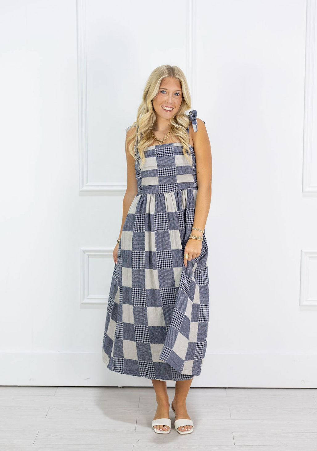 Gingham & Stripe Patch Maxi Dress