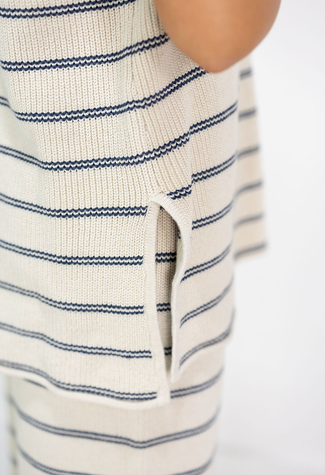 Stone/Blue Stripe Knit Pants Set of 2