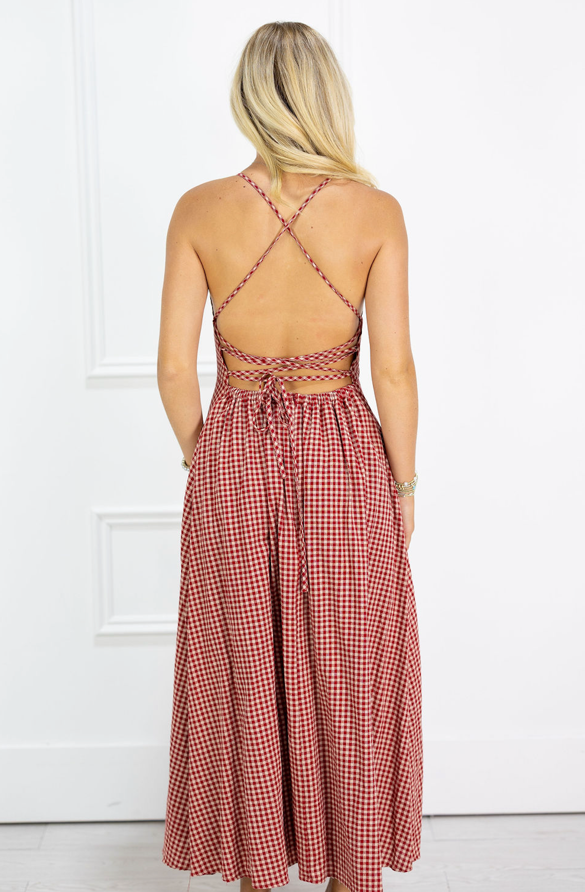 Red Gingham Tie Back Midi Dress – Clothe Boutique