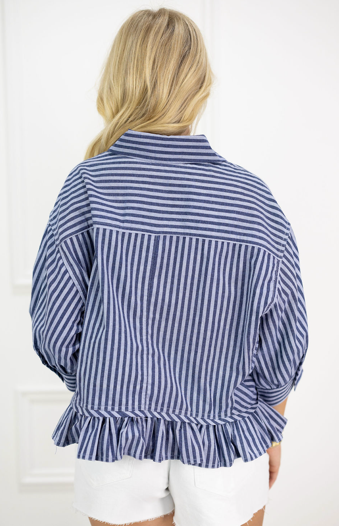 Annie Stripe Ruffle Hem Top
