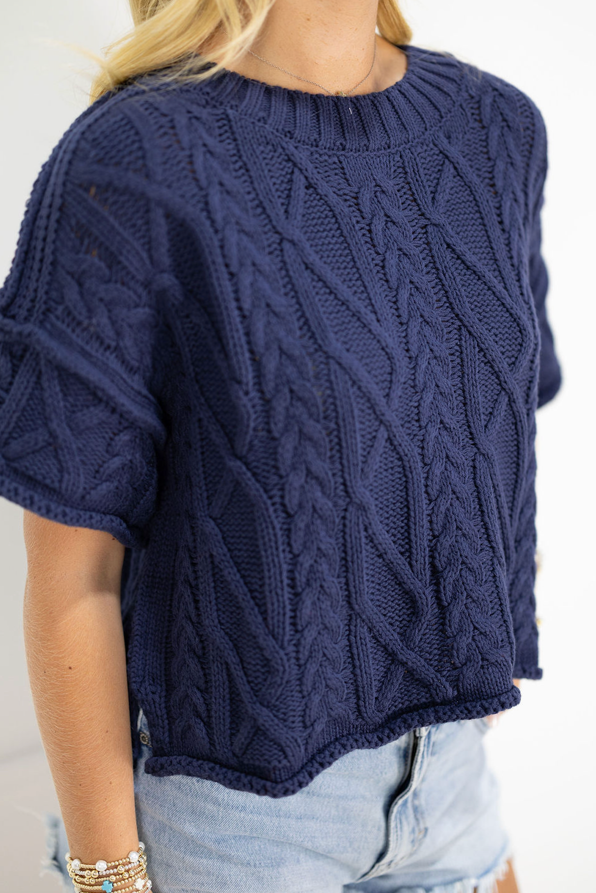 Navy Cable Knit Sweater