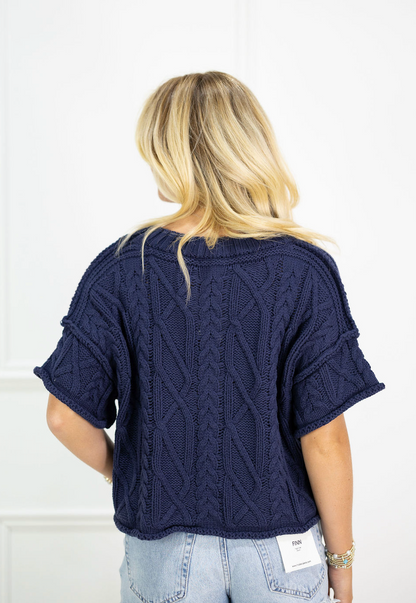 Navy Cable Knit Sweater