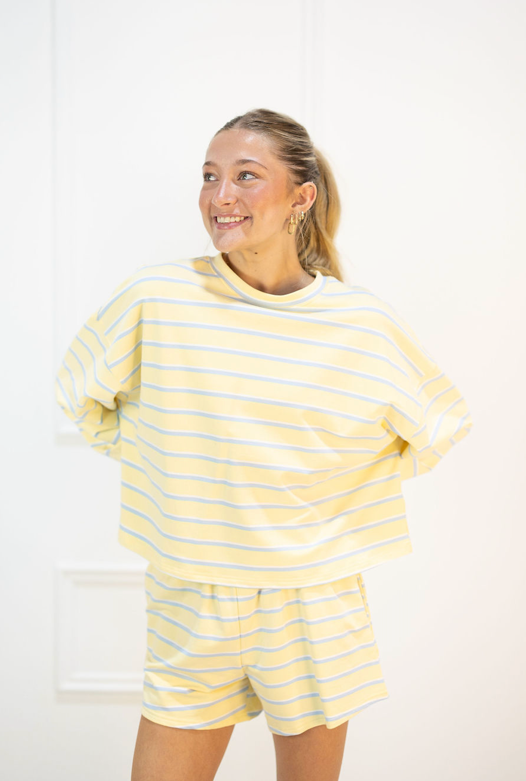 Yellow/Blue Stripe Lounge Set of 2