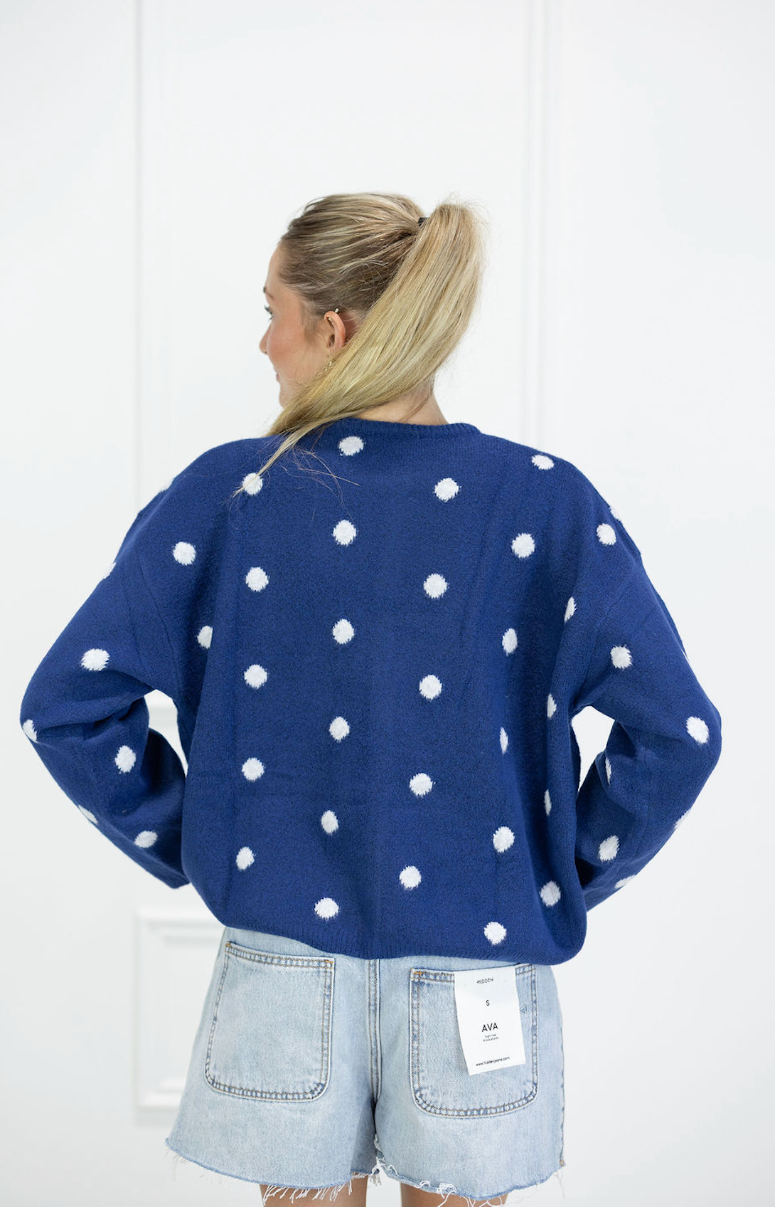 Navy Polka Dot Cardigan