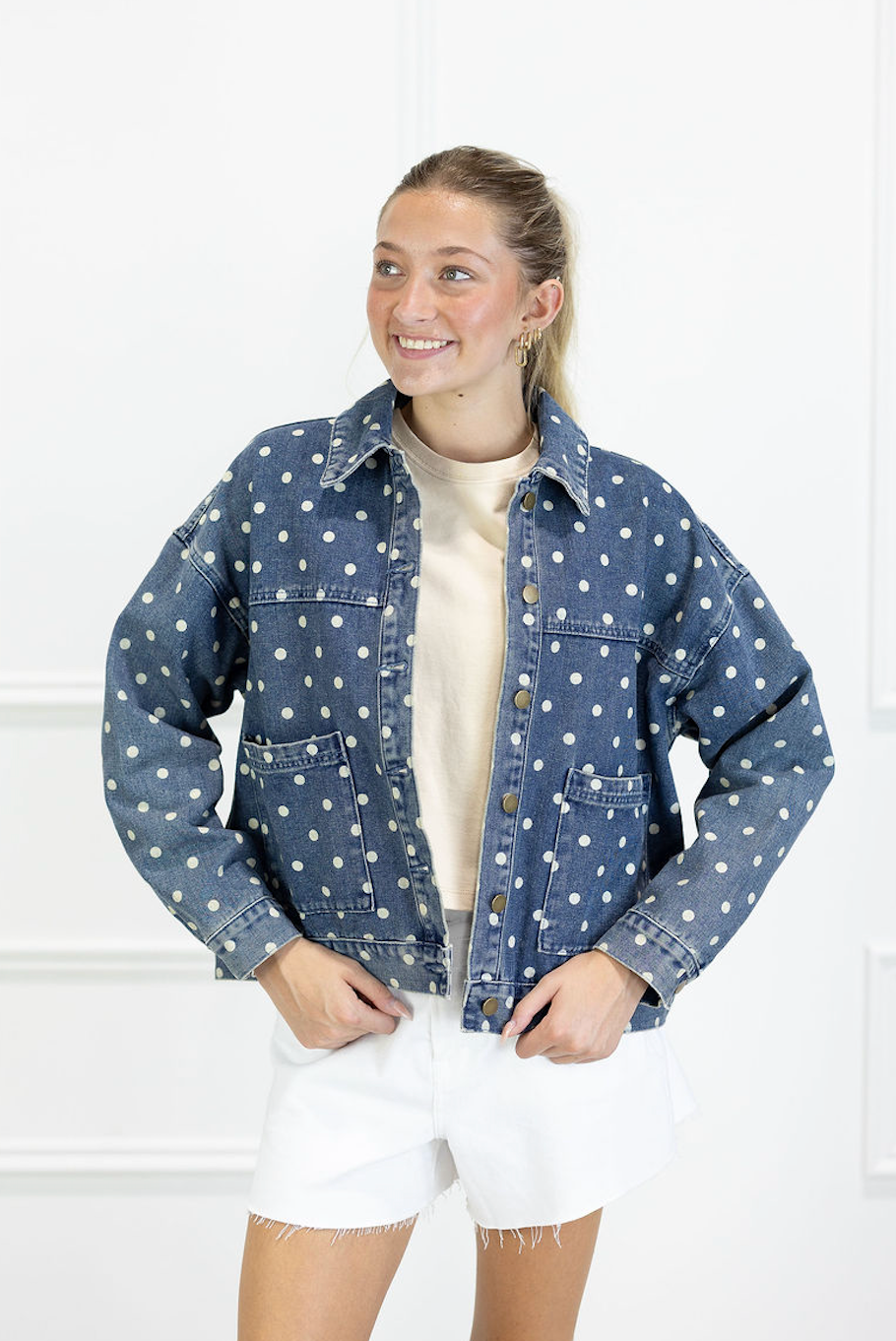 Polka Dot Denim Jacket