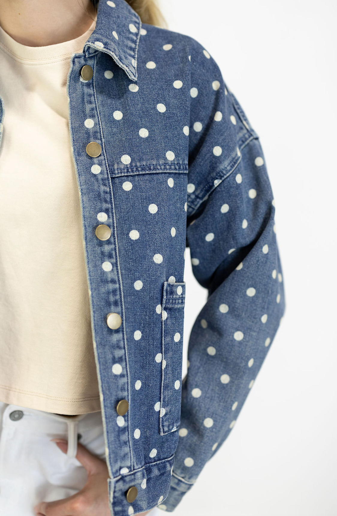Polka Dot Denim Jacket
