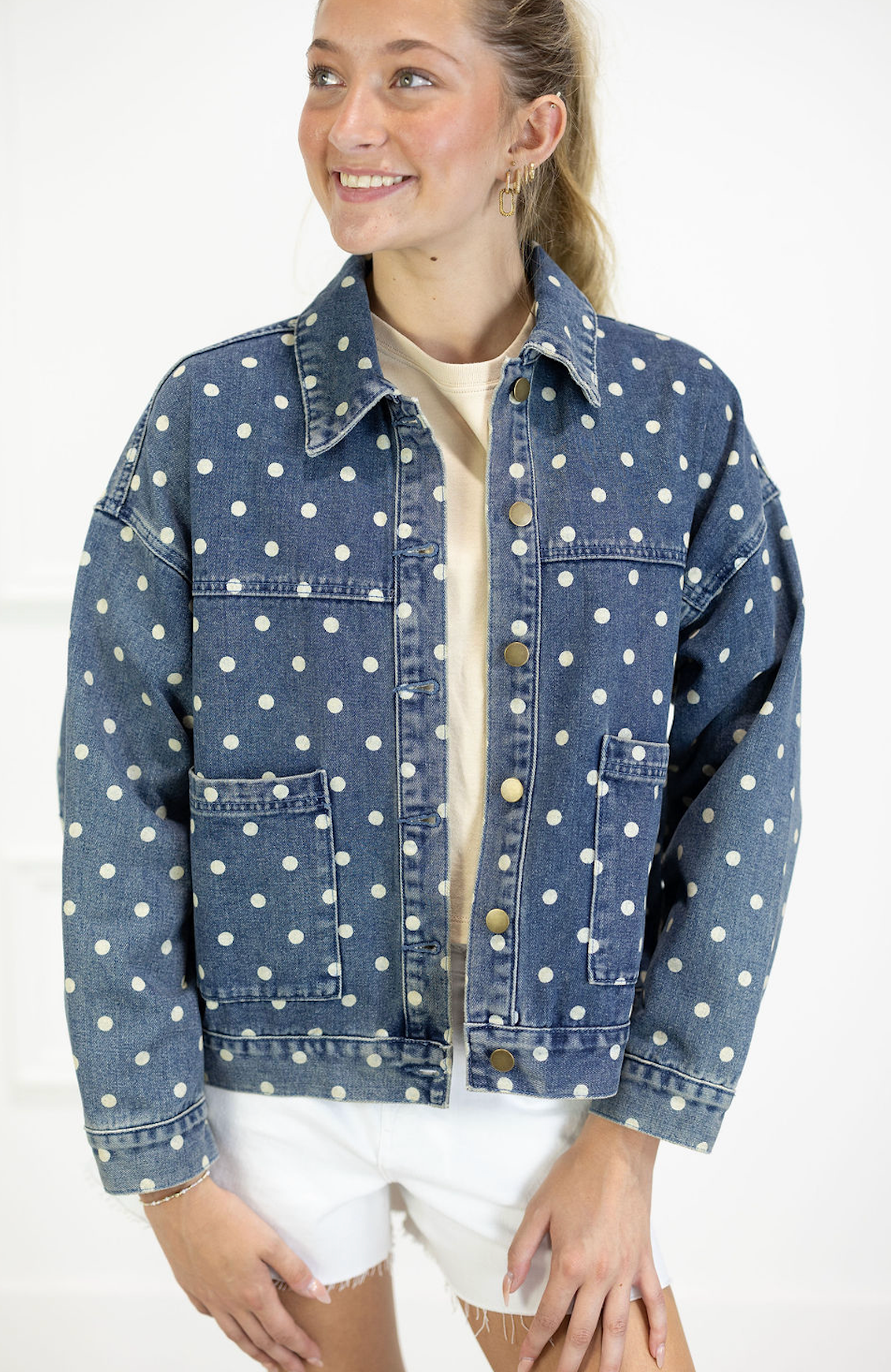Polka Dot Denim Jacket