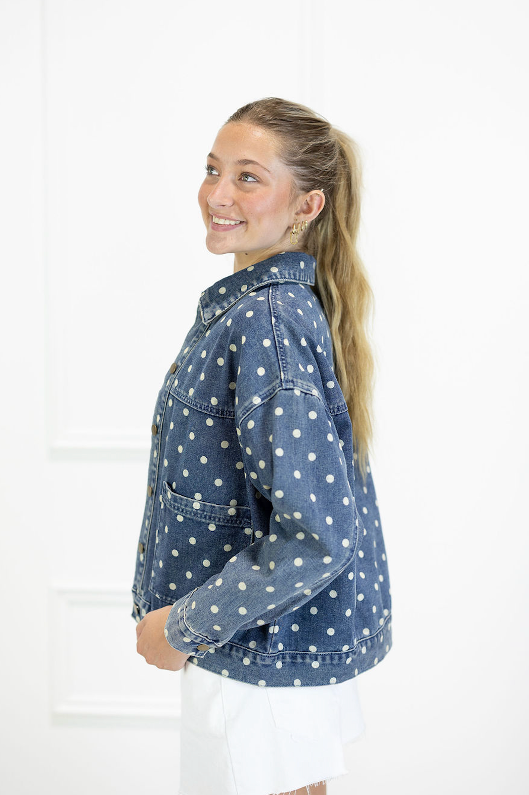 Polka Dot Denim Jacket