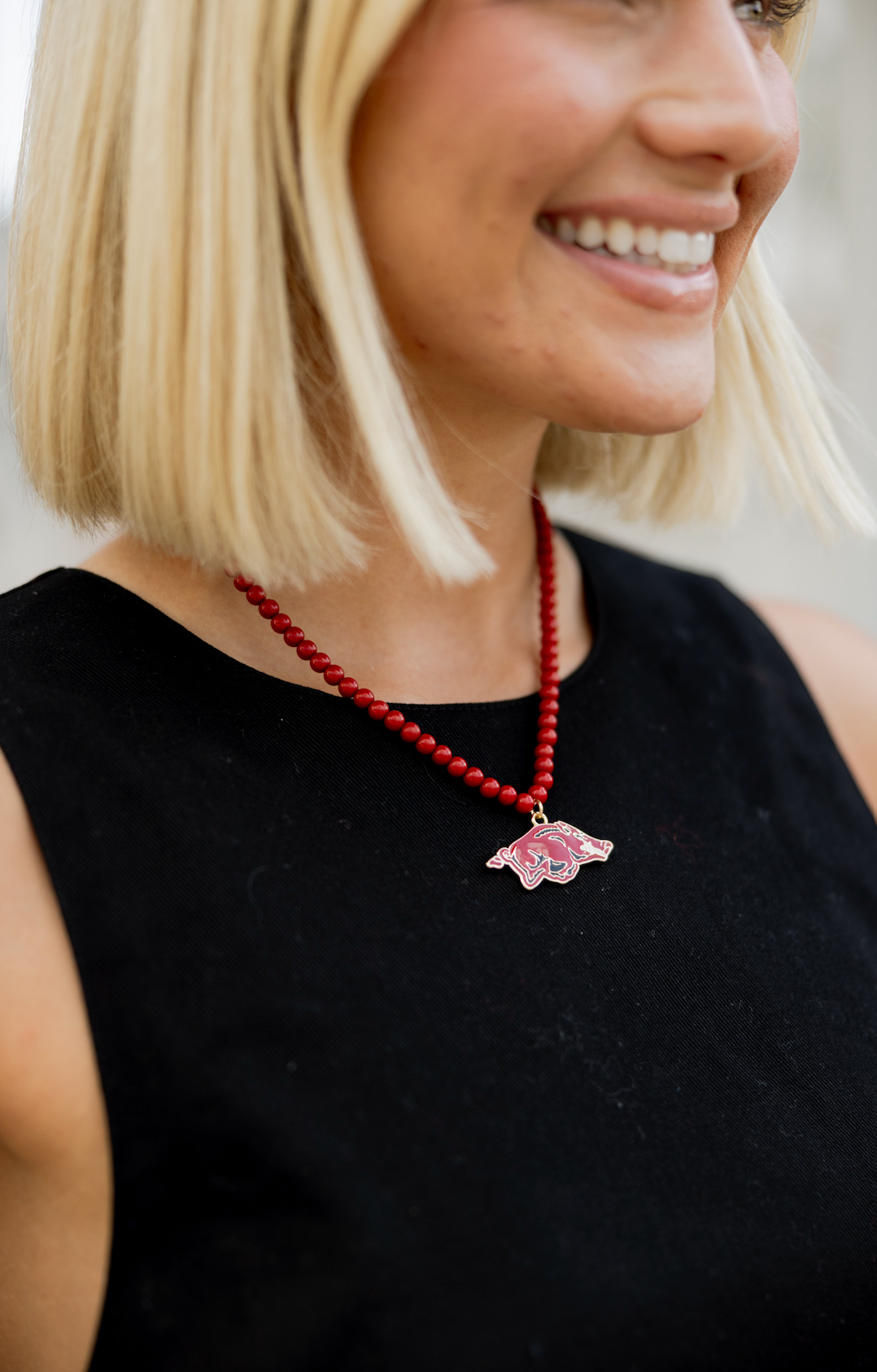 Razorbacks Beaded Logo Necklace