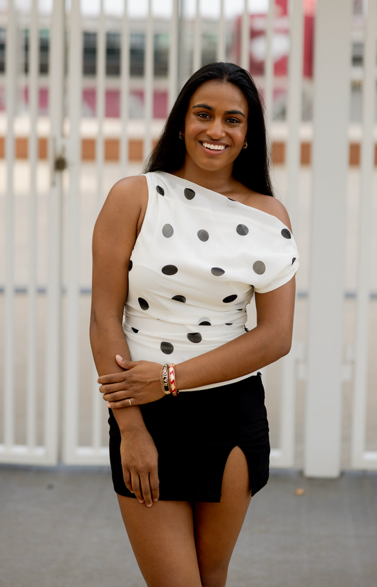 Polka Dot Asymmetrical Top