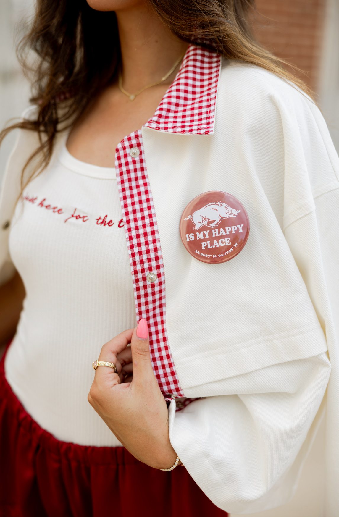 Red Gingham Collar Jacket