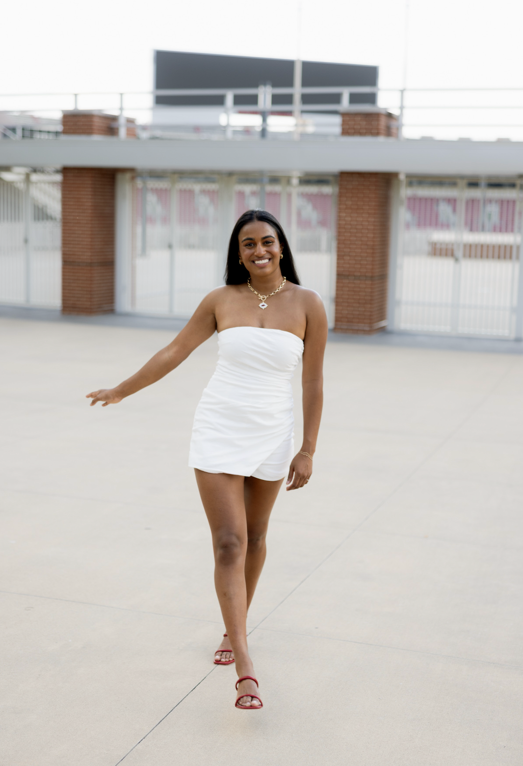 Strapless Side Shirring Romper White