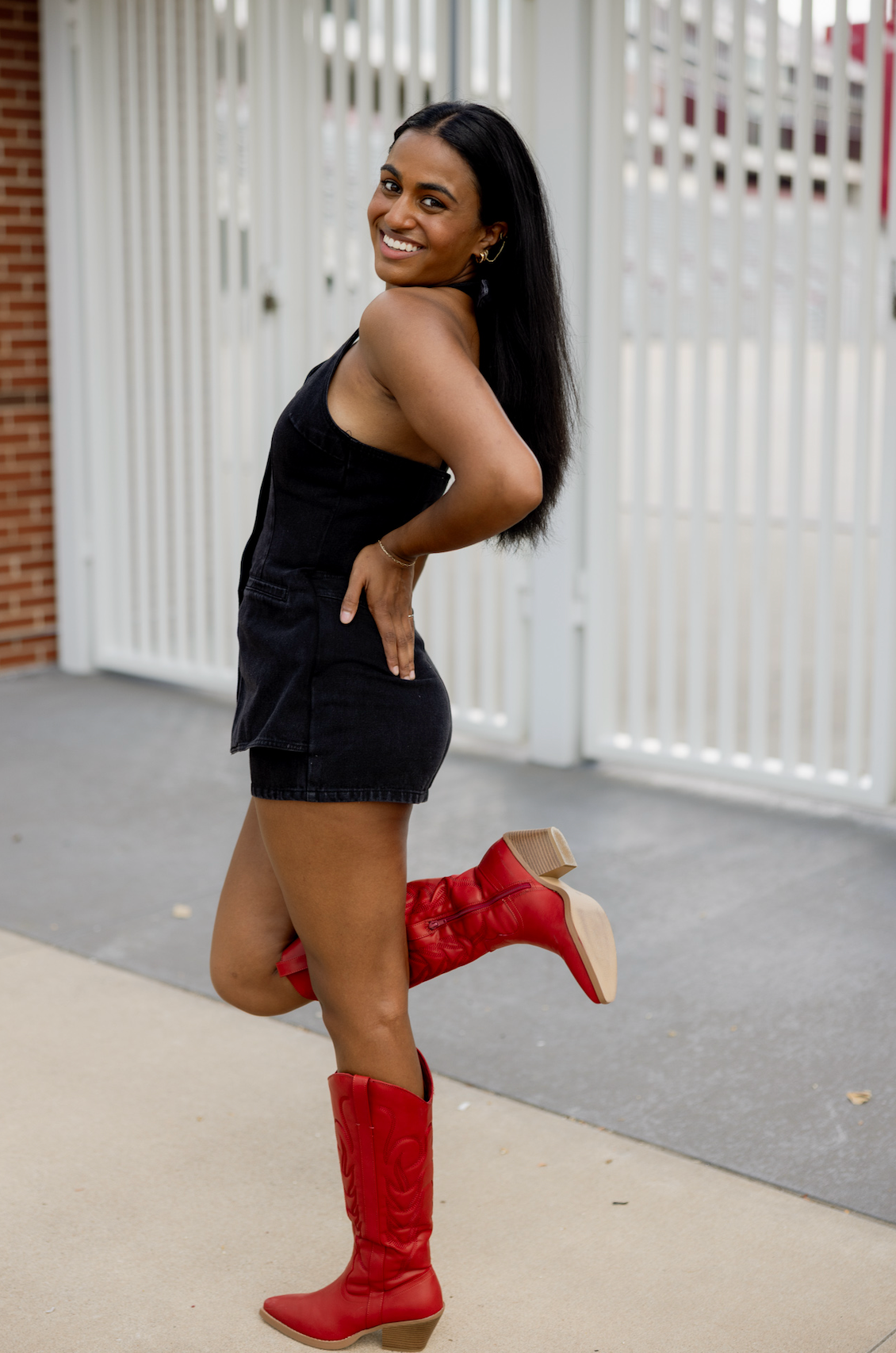 Button Down Romper Black