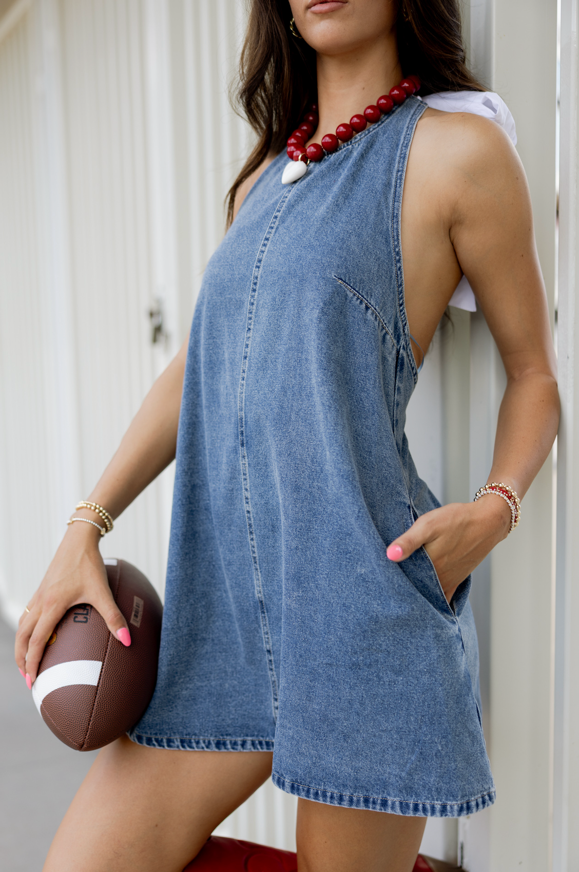 Halter Tie Denim Dress