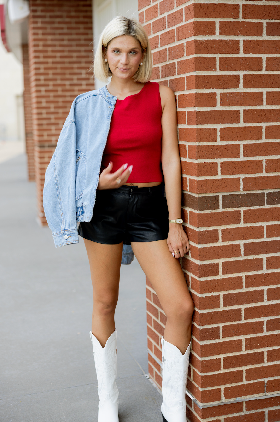 Washed Denim Bomber Jacket