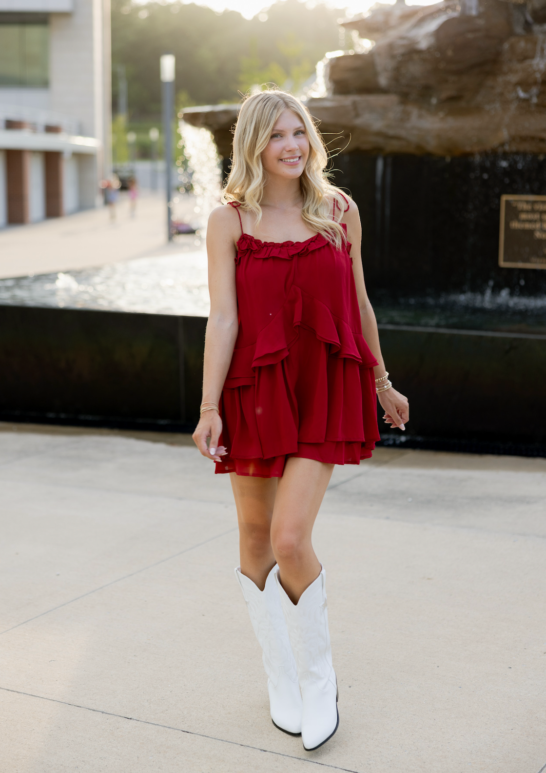Abbi Red Ruffled Dress