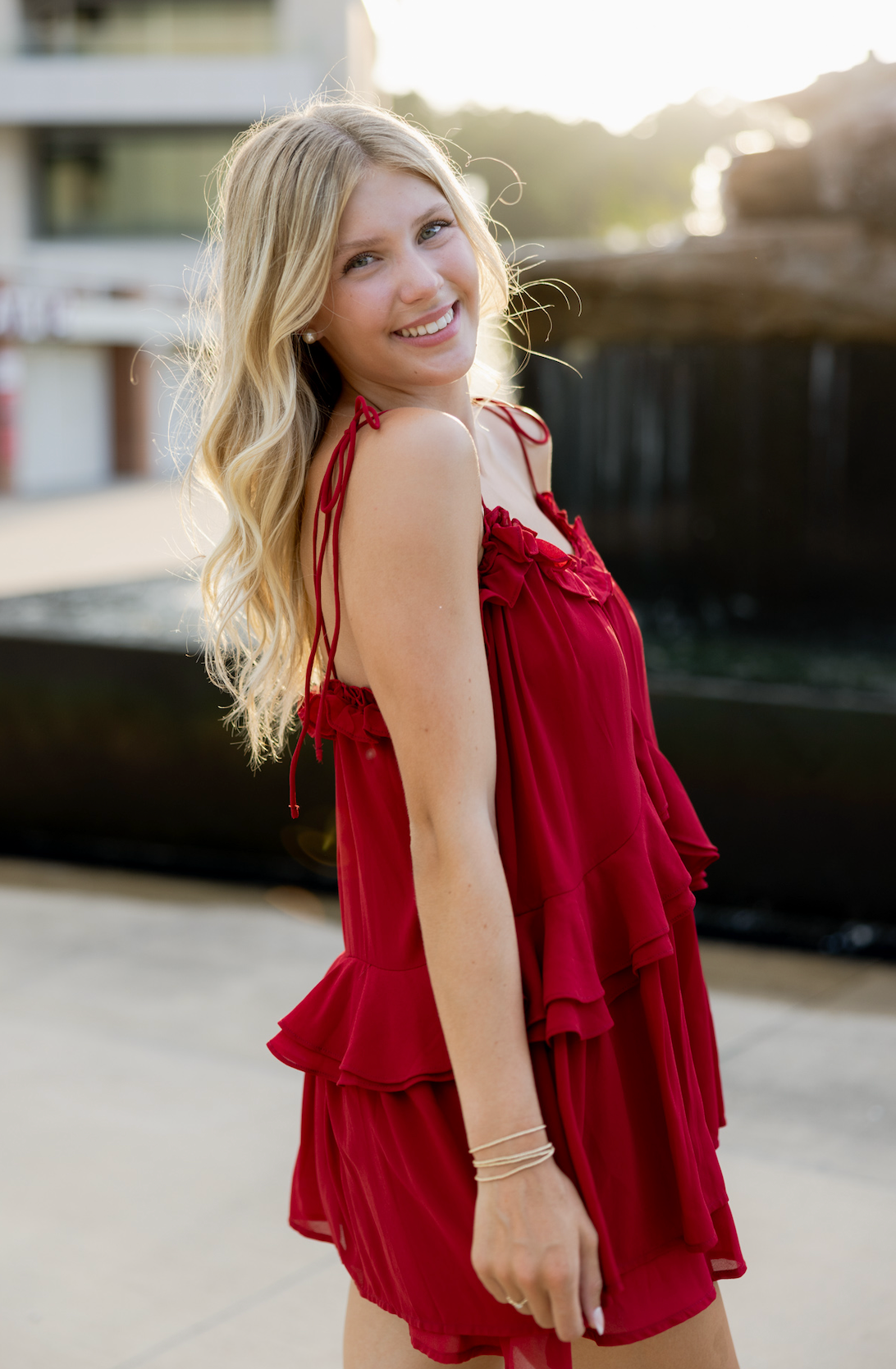 Abbi Red Ruffled Dress