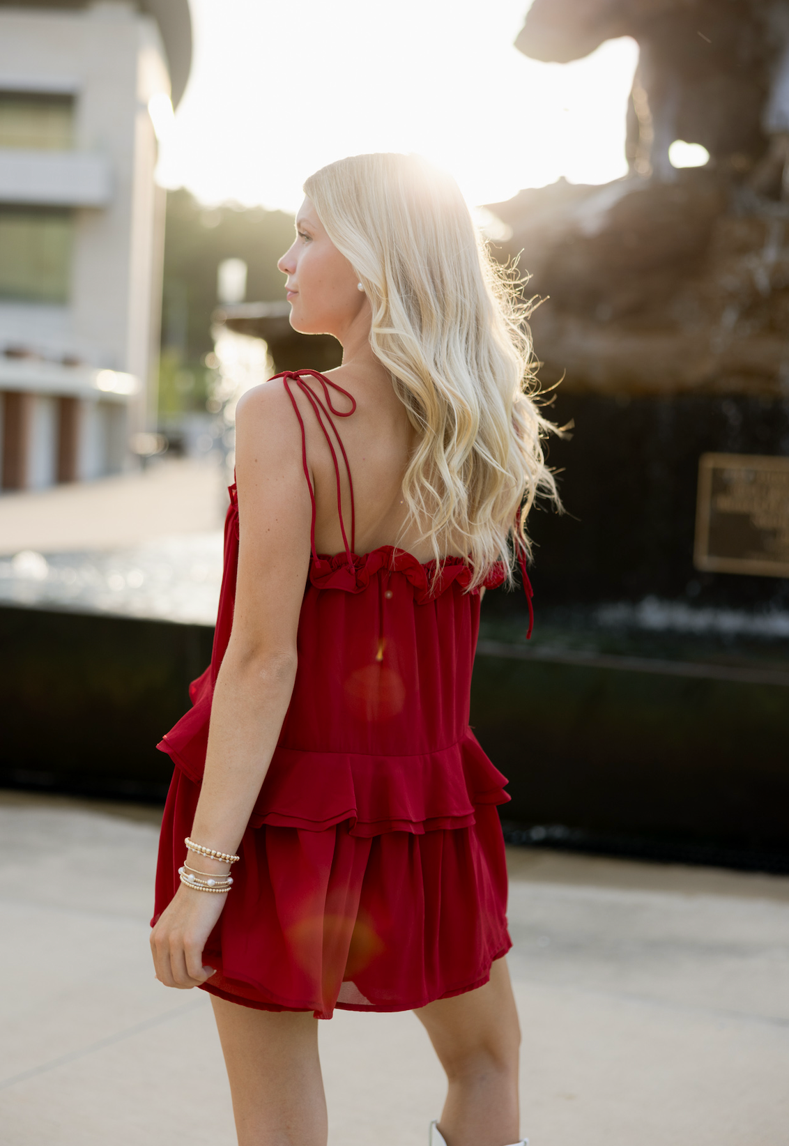 Abbi Red Ruffled Dress
