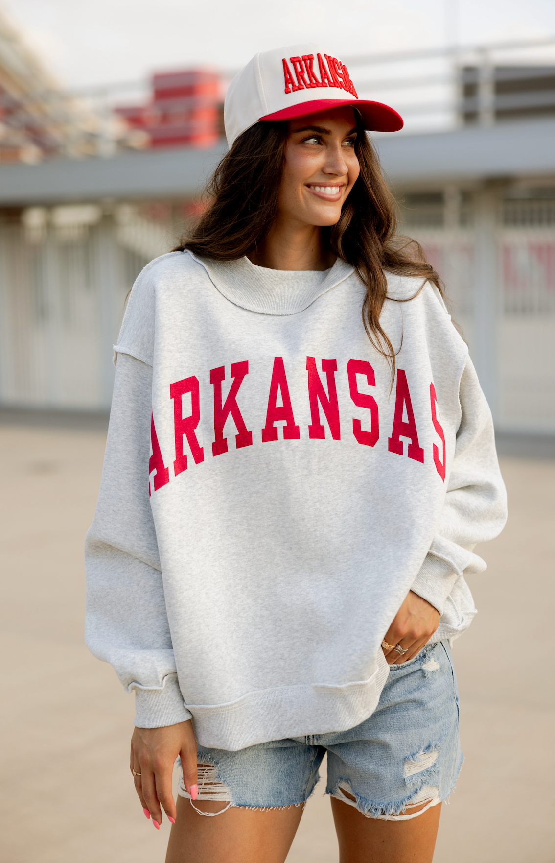 Arkansas/AR Reversible Mock Neck Grey
