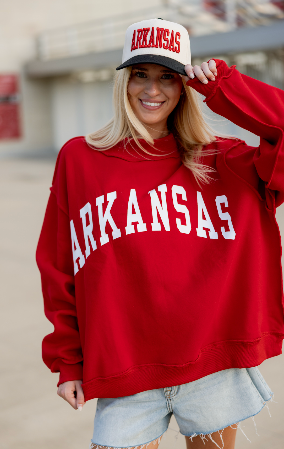 Arkansas/AR Reversible Mock Neck Red
