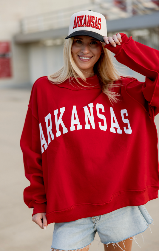 Arkansas/AR Reversible Mock Neck Red