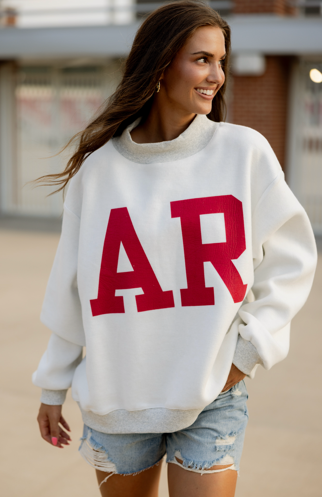 Arkansas/AR Reversible Mock Neck Grey