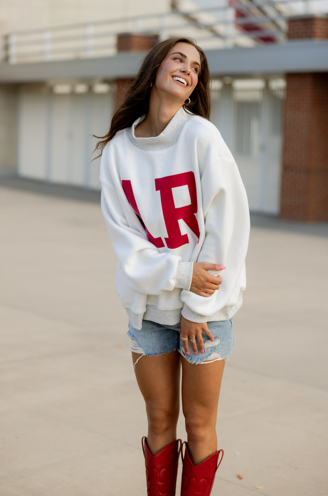 Arkansas/AR Reversible Mock Neck Grey