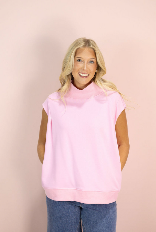 Mock Neck Sweatshirt Top Pink