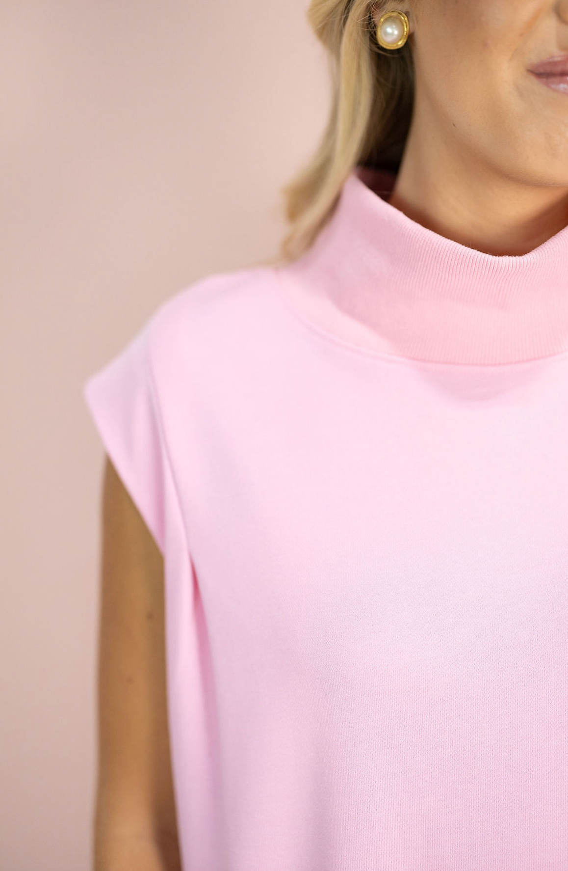 Mock Neck Sweatshirt Top Pink