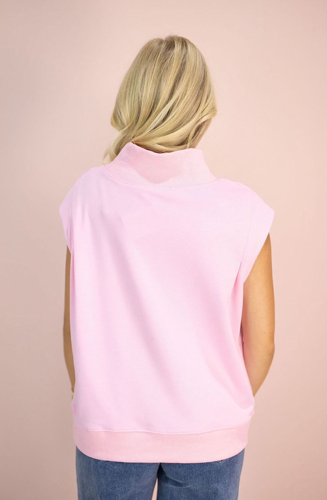 Mock Neck Sweatshirt Top Pink