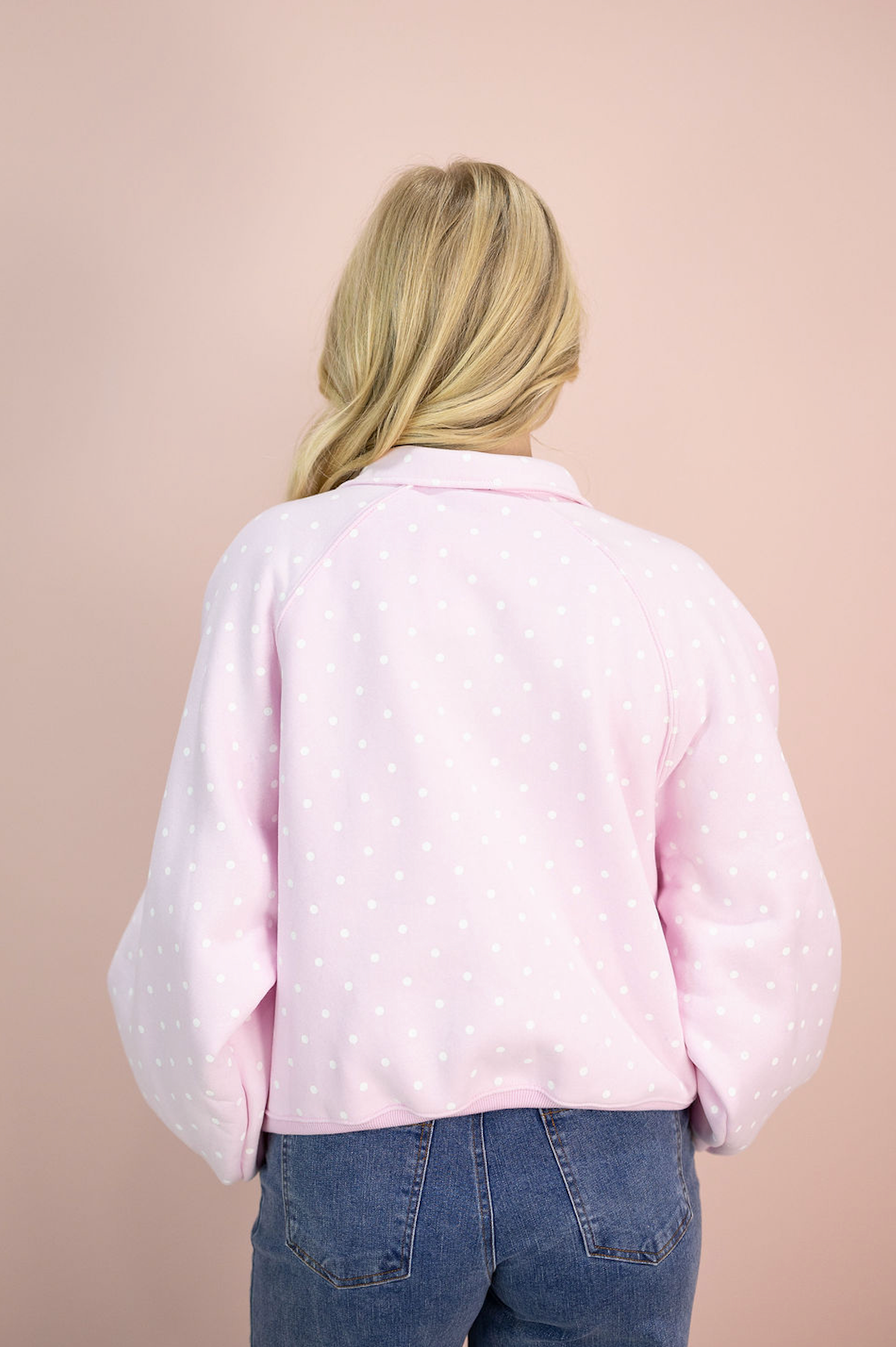 Polka Dot Snap Button Pullover Pink