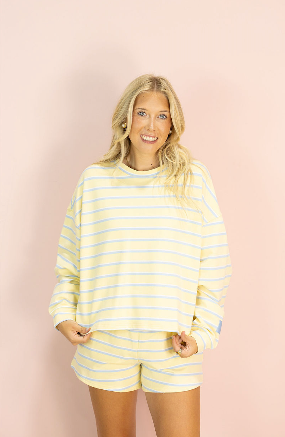 Yellow/Blue Stripe Lounge Set of 2