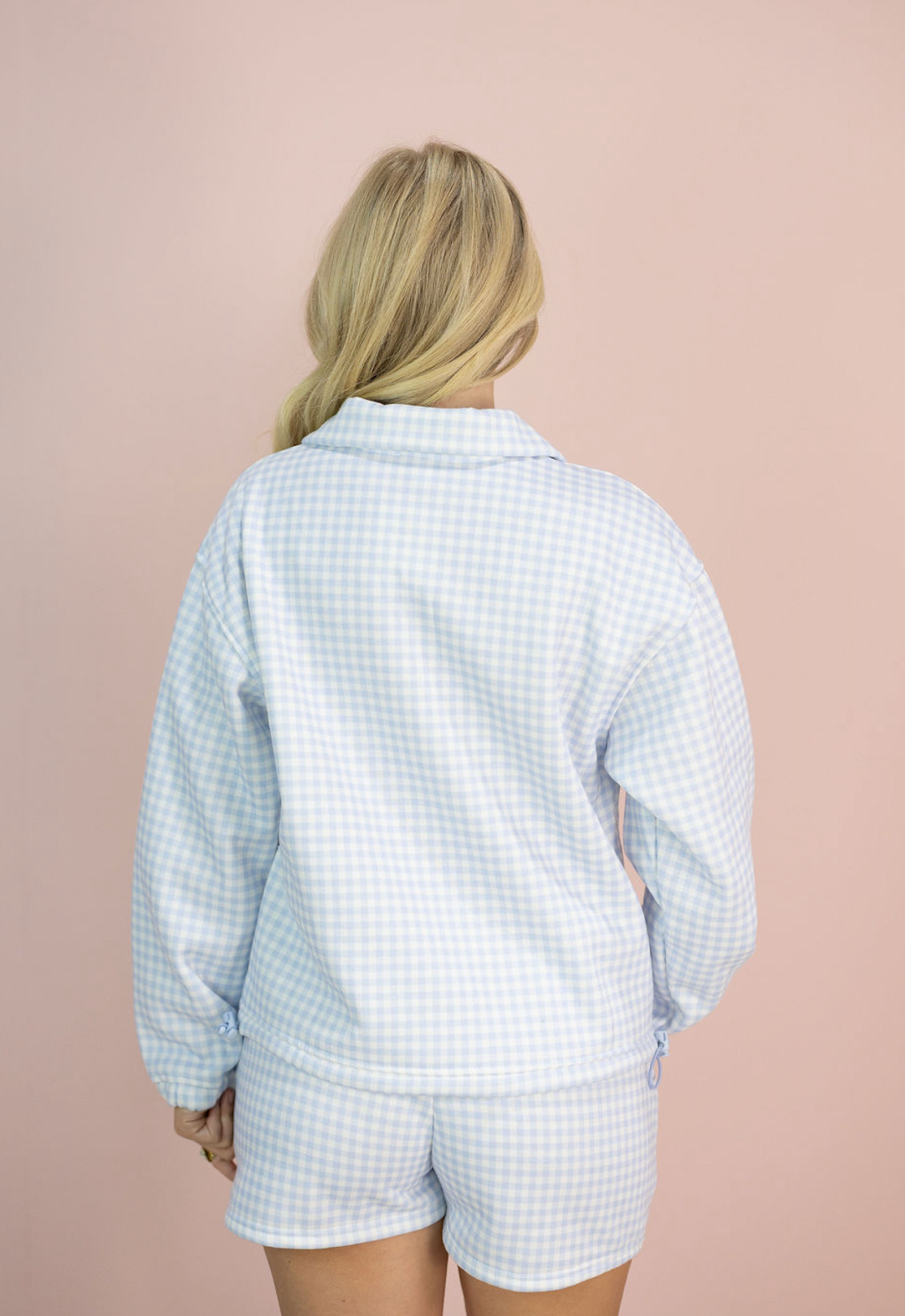 Gingham Lounge Shorts Set Of 2 Blue - Clothe Boutique