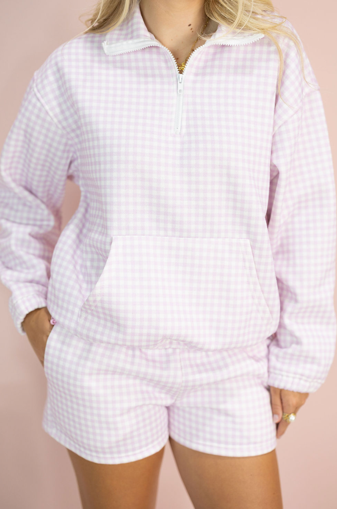 Gingham Lounge Shorts Set Of 2 Pink - Clothe Boutique